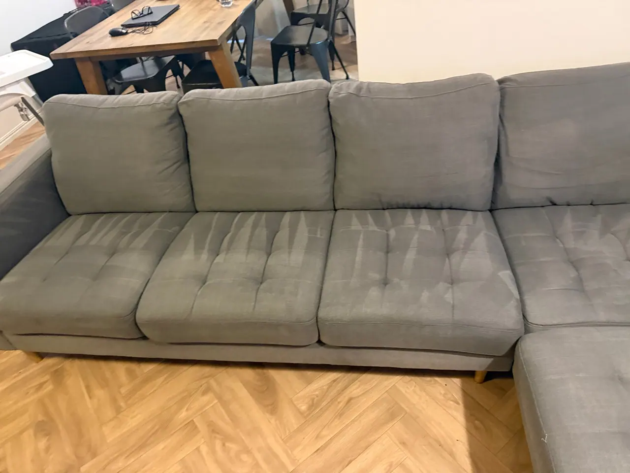 Fabric couch after professional cleaning